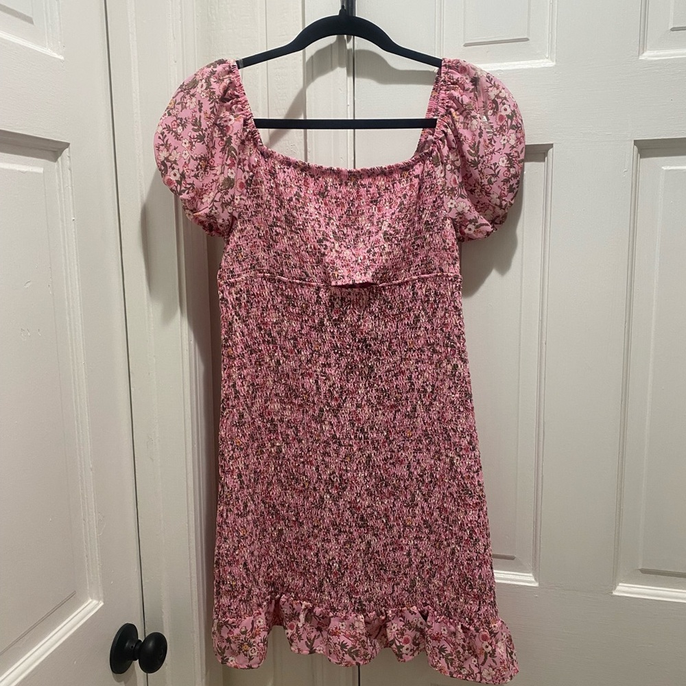 Madden Girl Pink Puff Sleeve Sundress